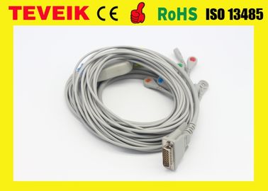 Ten Leads ECG Cable With Snap / ECG Monitor Leads For Schiller EKG Machine , DB 15pin