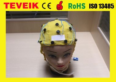 Medical Supplier of Neurofeedback Yellow Integrated 20 leads EEG Cap for EEG Machine, Ear Clip Tin Electrode