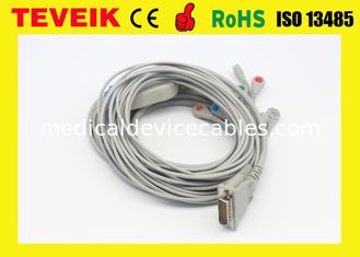 Ten Leads ECG Cable With Snap / ECG Monitor Leads For Schiller EKG Machine , DB 15pin