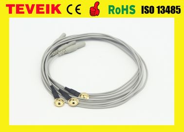 Customize Flexible Soft EEG Cable With Gold Plated Copper Cup , eeg electrodes