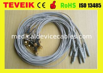 Grey Color DIN1.5 socket EEG cup cable, Ear-clip electrode eeg cable Gold plated copper