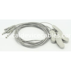 Pure Silver Ear - Clip EEG Cable 1 Pair 1.2m Din TPU Material With DIN1.5 Socket