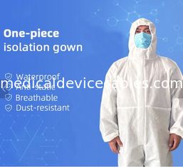 Hooded Disposable Protective Clothing , PP Nonwoven Protective Isolation Gown SMS Coverall