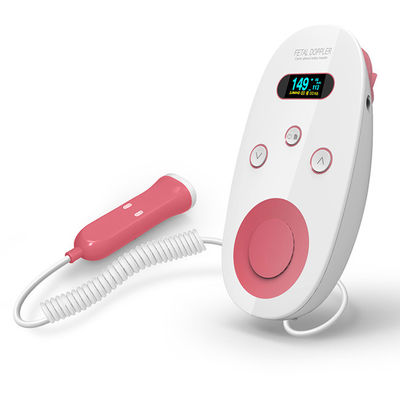 PINK CE Ultrasound Fetal Doppler Plastic ABS OLED Display Fetal Heart Monitor