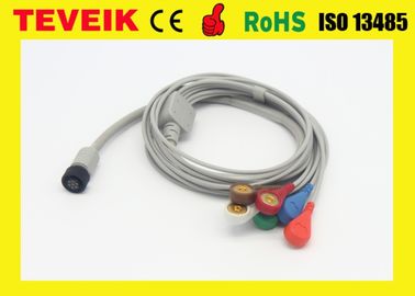 Medical Reusable GE Marqutte Holter Recorder Integrated 5 leadwires ECG Cable With Snap