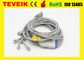 Schiller 10 Lead EKG Cable , 10/12 Lead EKG / ECG Cable Snap IEC TPU Material