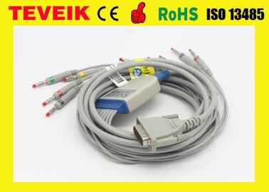 Teveik Factory Price Medical Schiller AT3/AT6 10 leads DB15pin EKG Cable with Banana 4.0