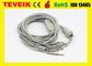 Teveik Factory Price of 10 Leads Kenz 103,106 ECG EKG Cable, Banana 4.0 IEC 4.7K Resistor