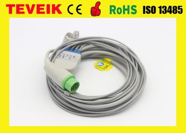 One Piece 5 Leads  ECG Cable With Round 12pin Connector For Biolight M7000