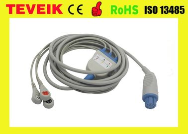 Datex One Piece 3 Leads ECG Cable With TPU Material For Cardiocap