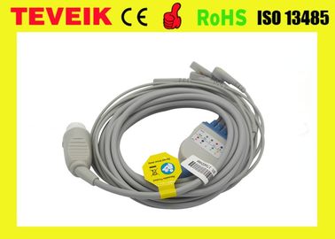 Mindray BeneView T5 5 Leads  ECG Cable , Grey ECG  Lead Wires With Snap