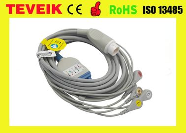 Mindray BeneView T5 5 Leads  ECG Cable , Grey ECG  Lead Wires With Snap