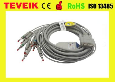 Banana 4.0 pulg Nihon Kohden One-piece 10 leads ECG/EKG Cable with DB 15pin for ECG-9022