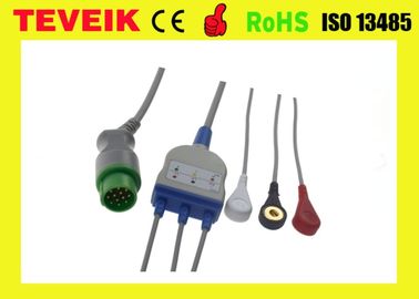 Bruker One Piece  3 Leads ECG Cable Snap AHA With One Year Warranty