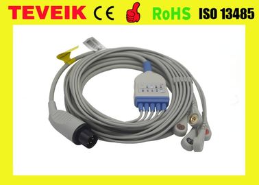 5 leads ECG cable with snap ,AHA,round 6pin for Mindray patient monitor, Medical ECG cable