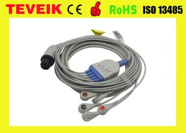 5 leads ECG cable with snap ,AHA,round 6pin for Mindray patient monitor, Medical ECG cable