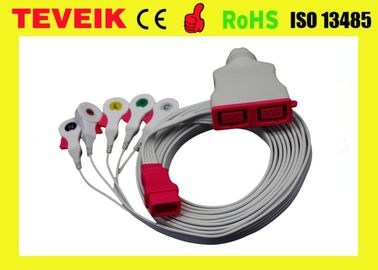 Medical disposable ecg leadwires, disposable 5 leads ecg cable with clip IEC for patient monitor