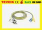 High quality manufacturer pure sliver electrode EEG cable, 5pcs/set multi-color medical eeg cable