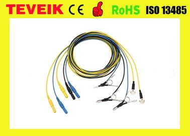 High quality manufacturer pure sliver electrode EEG cable, 5pcs/set multi-color medical eeg cable