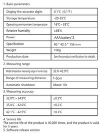 Medical Digital Smart Non Contact Handheld Infrared Thermometer With 12 Months Warranty