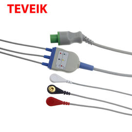 Reusable 1K Ohm 12 Pin Electrode Sensor 3 Leads Ecg Cable