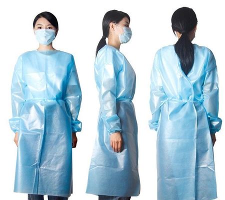 Blue Gown Disposable Non Woven PP PE Hooded Disposable Protective Gown