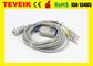 Kenz DB 15 pin AHA IEC 10 lead wire EKG cable for ECG 108/110/1203,1205